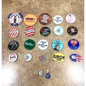 Vintage 80’s & 90’s Random Pinback Buttons Pins Advertisement Lot of 22